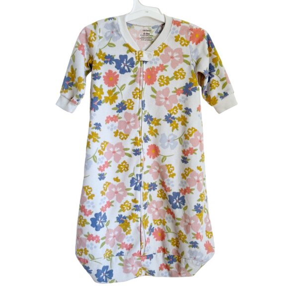 Carters Baby 6-9M Floral Multi Microfleece Sleep Bag Sleepsack Soft Warm Zip - Picture 1 of 4